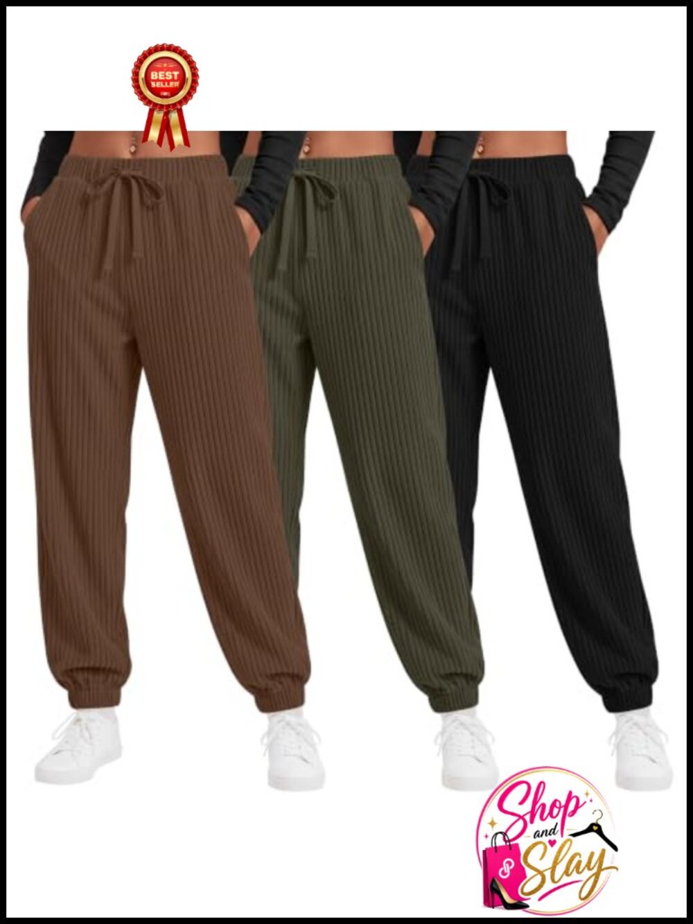 Corduroy Jogger Pants Tapered Straight Leg High Rise
